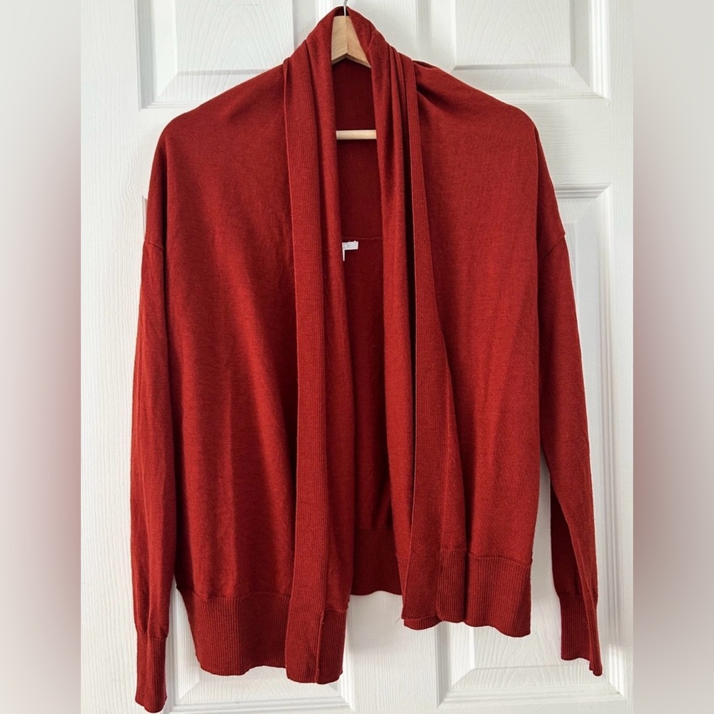 Women’s COS Orange/Brown Cardigan Long Sleeve Open Front Size Small